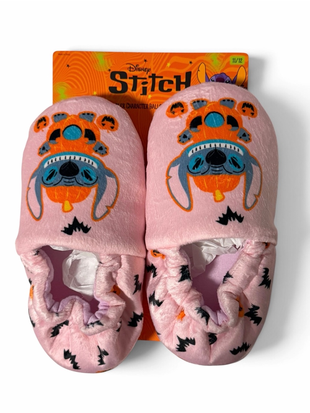 NWT Disney Kids Pink Stitch Slippers Halloween Themed Size 11/12 (Toddler)